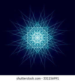 Energy power bright burst star space explosion pattern geometrical abstract light background blue. Vector illustration