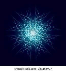 Energy power bright burst star space explosion pattern geometrical abstract light background blue. Vector illustration