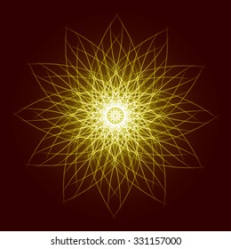 Energy power bright burst star space explosion pattern geometrical abstract light background gold. Vector illustration