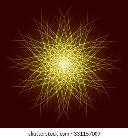 Energy power bright burst star space explosion pattern geometrical abstract light background gold. Vector illustration