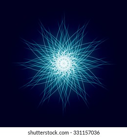 Energy power bright burst star space explosion pattern geometrical abstract light background blue. Vector illustration