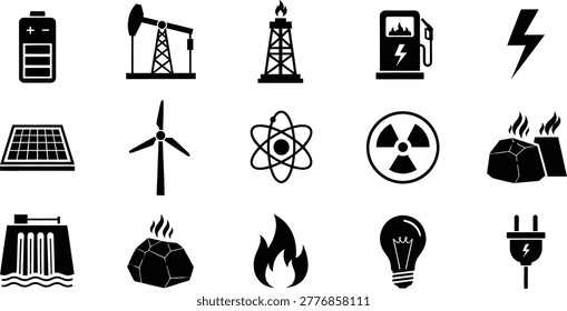 Energy power generation icons collection with renewable electric sources