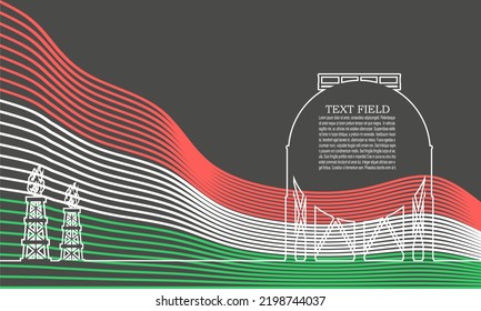 Energy and power icon. Energy generation and heavy industry. Gas storage tank. Horizontal thin line style web banner. Flag of Hungary