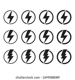 Energie- und Stromsymbol. Blitz- und Donner-Stromsymbol Vektorillustration Illustration einzeln auf weißem Hintergrund.