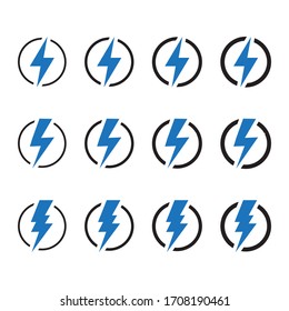 Energy and Power icon. Lightning and thunder electricity symbol concept. Vector Illustration isolated on white background.