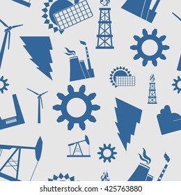 Energy and Power icons seamless pattern. Vector icon set of sustainable energy generation