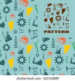 Energy and Power icons seamless pattern. Vector icon set of sustainable energy generation