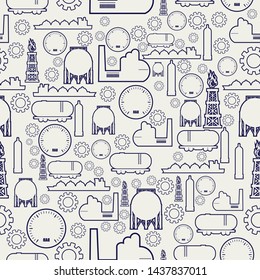 Energy and Power icons set. Design concept of natural gas industry. Seamless background with industrial line icons.