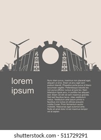 Energy and Power icons set. Header or footer banner. Sustainable energy generation and heavy industry. Vector illustration. Field for text