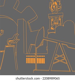 Energy and power industrial concept. Industrial icons and gear.