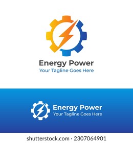 Energy Power Logo Graphic Vector Design. Yellow and blue Energy logo, Gear Logo, Power logo