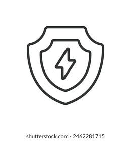 Escudo de energía, en diseño de línea. Energía, poder, escudo, protección, seguridad, seguro, defensa en el Vector de fondo blanco. Icono de trazo editable de Energy Power Shield.