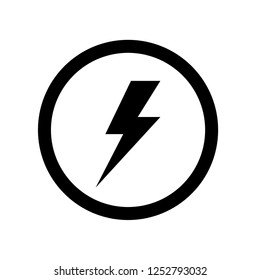 Energy power vector icon on white background. Electricity elements. Dangerous voltage warning symbol. Lightening sign. Flash. Charge concept. Flat simple line design illustration.