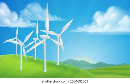 Energy or power wind turbines generating renewable electricity