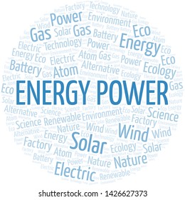 Energy Power word cloud. Wordcloud made with text only.