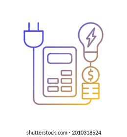 Energy price rebates gradient linear vector icon. Discount for electrical power consumption. Energy purchase. Thin line color symbols. Modern style pictogram. Vector isolated outline drawing