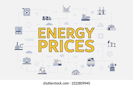 energy prices concept with icon set with big word or text on center