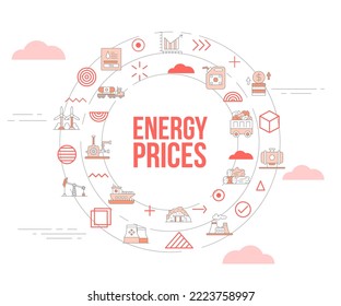 energy prices concept with icon set template banner and circle round shape