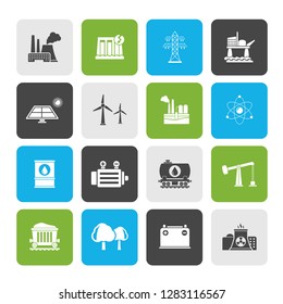 Energy producing industry and resources icons - vector icon set