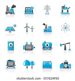 Energy produsing industry and resources icons - vector icon set