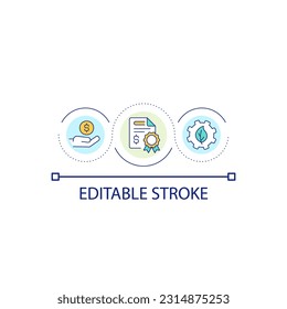 Energy property subsidy loop concept icon. Green program. Alternative power benefit business encourage abstract idea thin line illustration. Isolated outline drawing. Editable stroke. Arial font used