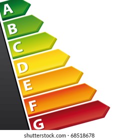 Gráfico de Classificação de Energia com setas em um documento. Ilustração em 3d vetorial.