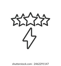 Energy rating, in line design. Energy, rating, efficiency, performance, consumption, label, power on white background vector. Energy rating editable stroke icon.