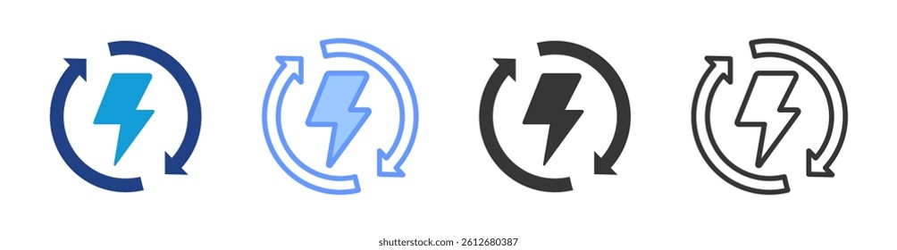 Energy recovery icon set multiple style collection