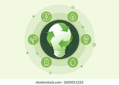 Energy Recycle light bulbs Saving concept Renewable energy Sustainable