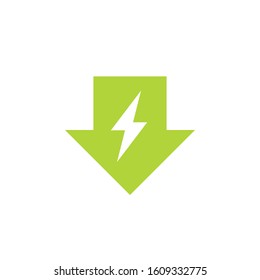 Energy reduction green arrow icon. Clipart image isolated on white background