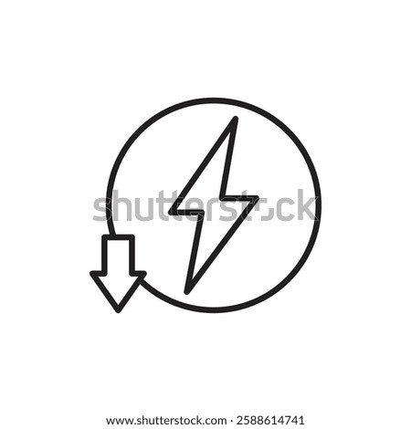 Energy reduction icon Flat illustration sign