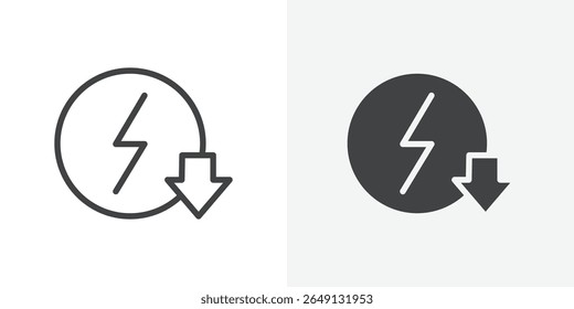 Icono de reducción de energía Esquema de signo de Vector