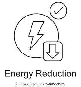 Energy Reduction Icon, The Path to Energy Reduction Strategies for a Sustainable Future, Reducing Energy Consumption Effective Techniques for Every Industry, vector