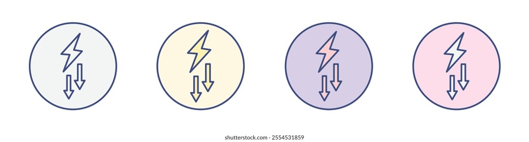 Energy reduction icon Thin line flat illustration