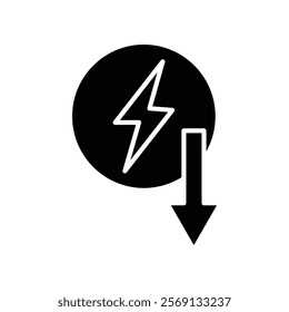 Energy reduction icon Vector flat thin line illustration