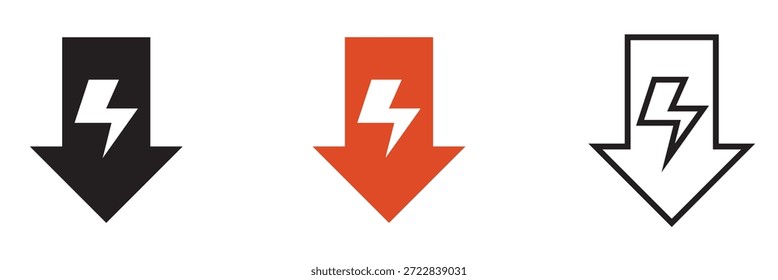 Icono de reducción de energía. Ilustración vectorial. EPS 10