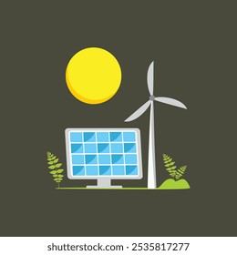 energy from renewable solar panel with sun vector illustration design or solar panel banner design