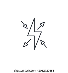 Control y gestión de los recursos energéticos. Icono lineal vectorial aislado en fondo blanco.