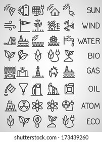 Energy And Resource Icon Set. Vector Illustration