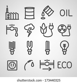 Energy and resource icon set. Vector illustration