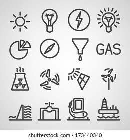 Energy and resource icon set. Vector illustration