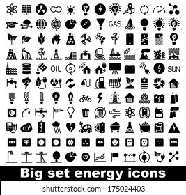 Conjunto de iconos de energía y recursos. Ilustración del vector