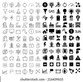 Energy and resource icon set. Vector illustration