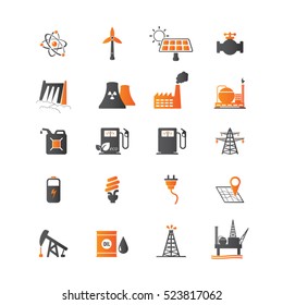Energy resources icon set.