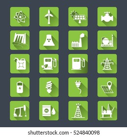 Energy resources icon set . Eps10 vector icons.