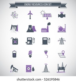 Energy resources icon set . Eps10 vector icons.