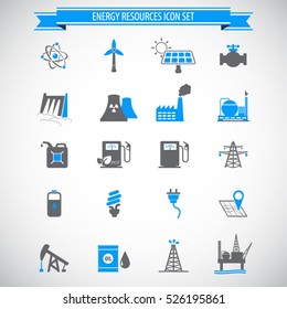 Energy resources icon set . Eps10 vector icons.