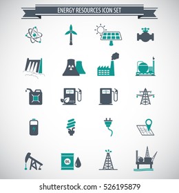 Energy resources icon set . Eps10 vector icons.