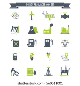 Energy resources icon set . Eps10 vector