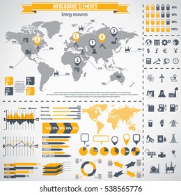 Energy resources icon set and infographics. Vector icons. Eps10 vector